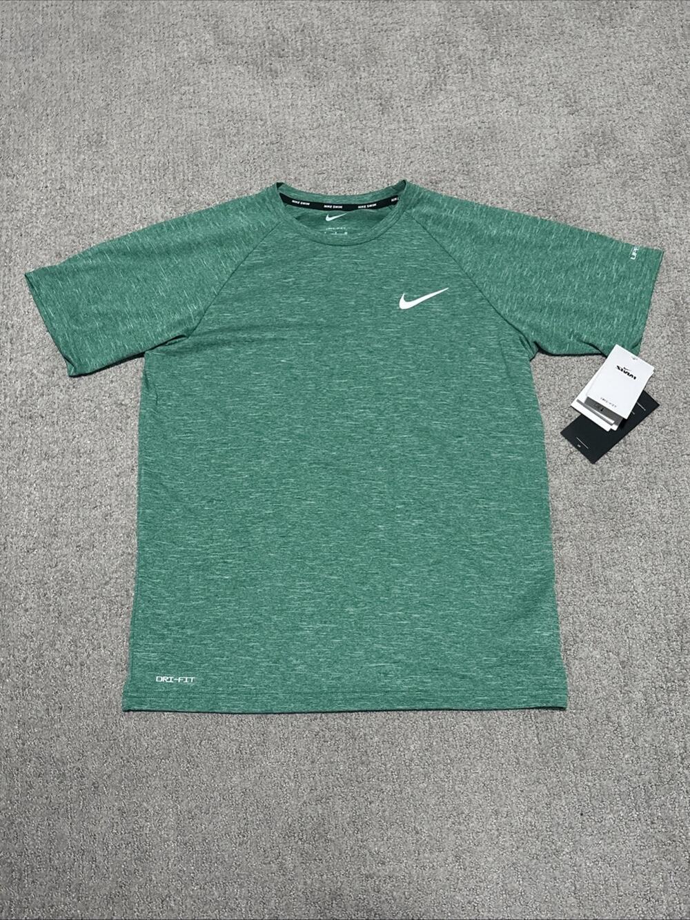 Nike Men's Heather Green Short-Sleeve Hydroguard Swim Shirt – Size Small NWT